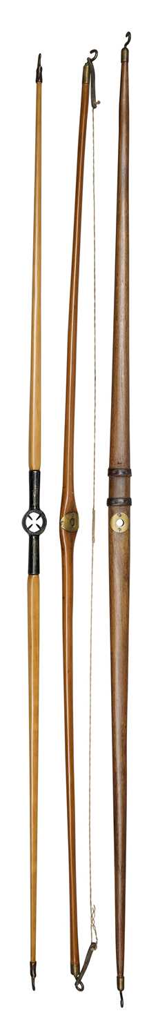 Lot 83 - THREE RARE EARLY CENTRE-SHOT BOWS, 19TH CENTURY