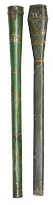Lot 109 - TWO TOLEWARE TRAVELLING QUIVERS WITH ARROWS, POSSIBLY 18TH/19TH CENTURY