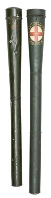 Lot 111 - TWO TOLEWARE TRAVELLING QUIVERS WITH ARROWS, 19TH CENTURY