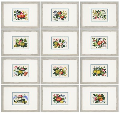 Lot 28 - TWELVE CHINESE EXPORT PAINTINGS OF FRUIT, QING DYNASTY, 19TH CENTURY