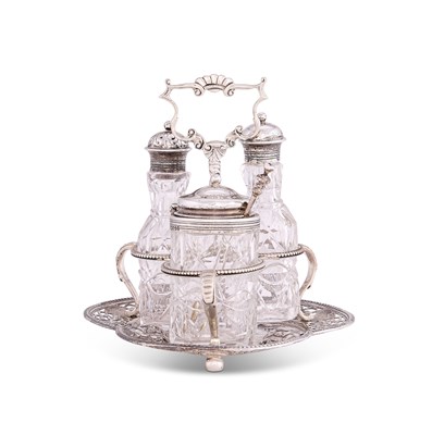 Lot 195 - A VICTORIAN SILVER CRUET SET, C.T. & G. FOX, LONDON, 1864