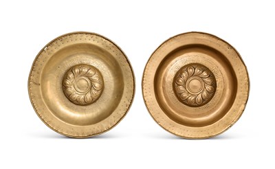 Lot 73 - TWO GERMAN BRASS ALMS DISHES, PROBABLY NUREMBURG, 16TH / 17TH CENTURY
