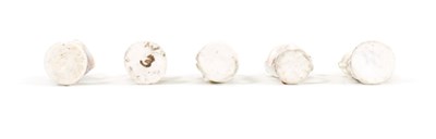 Lot 6 - A GROUP OF FIVE GERMAN PORCELAIN PIPE TAMPERS, CIRCA 1755 AND SLIGHTLY LATER