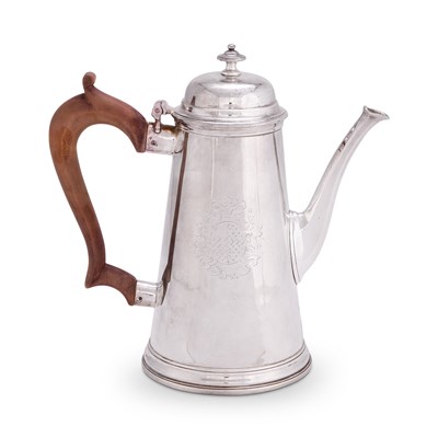 Lot 238 - A GEORGE I SILVER COFFEE POT, GABRIEL SLEATH, LONDON, 1723