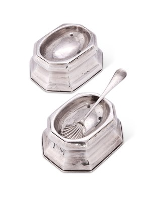 Lot 244 - A PAIR OF GEORGE I SILVER TRENCHER SALTS, JAMES ROOD, LONDON, 1719