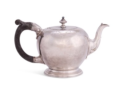 Lot 234 - A GEORGE II SILVER 'BULLET' TEAPOT, MAKER'S MARK ONLY, GURNEY & COOK, LONDON, CIRCA 1740