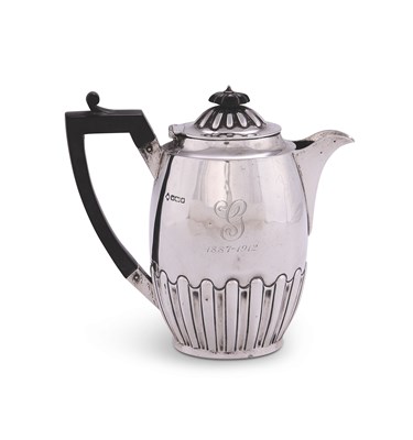 Lot 175 - AN EDWARDIAN SILVER HOT WATER JUG, MARTIN, HALL & CO., SHEFFIELD, 1907