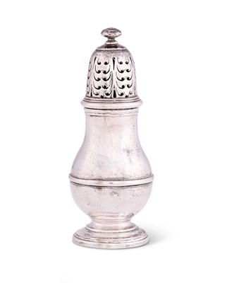Lot 243 - A GEORGE I SILVER SMALL CASTER, SIMON PANTIN, LONDON, 1720