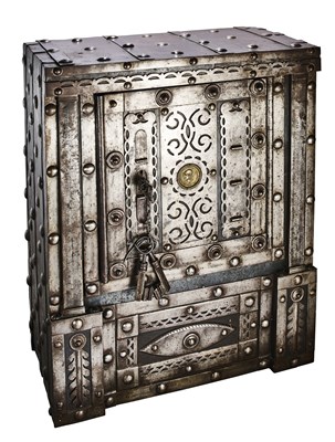 Lot 218 - A LARGE CONTINENTAL STRONGBOX, 19TH CENTURY, PROBABLY GERMAN