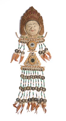 Lot 210 - A HINDU RITUAL HANGING ORNAMENT (KEPENG LAMAK), BALI, INDONESIA, 20TH CENTURY