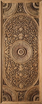 Lot 209 - A CARVED WOOD CEILING PANEL, KASHMIR, 18TH/19TH CENTURY