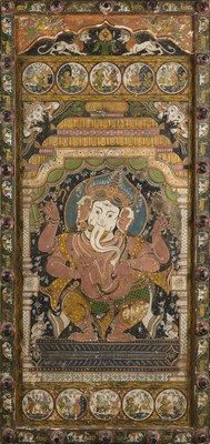 Lot 208 - A LARGE PAINTED WOOD PANEL, ORISSA (NOW ODISHA), EASTERN INDIA, LATE 19TH CENTURY