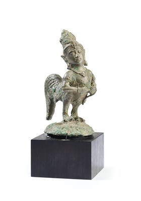 Lot 288 - A SMALL BRONZE FIGURE OF A KINNARA, JAVA, INDONESIA, 9TH-10TH CENTURY