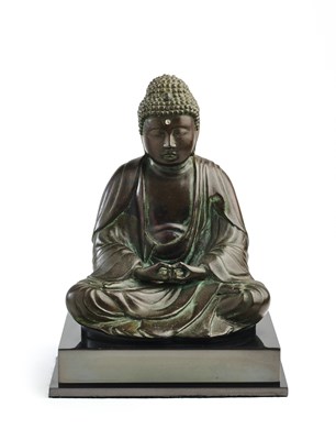 Lot 155 - A JAPANESE BRONZE AMIDA BUDDHA, EDO PERIOD, 18/19TH CENTURY