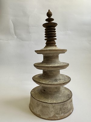 Lot 158 - A JAPANESE CYPRUS WOOD PAGODA FROM THE SET OF 'ONE MILLION PAGODAS'