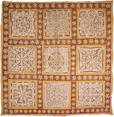 Lot 122 - A COTTON AND SILK APPLIQUE COVER, GUJARAT, WESTERN INDIA, 20TH CENTURY