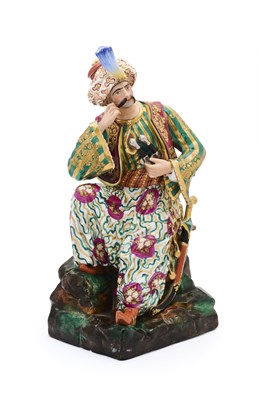 Lot 33 - A PARIS PORCELAIN 'TURQUERIE' FIGURAL VEILLEUSE (TEA WARMER), PROBABLY JACOB PETIT, MID 19TH CENTURY
