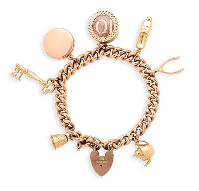 Lot 570 - GOLD CHARM BRACELET, 1901