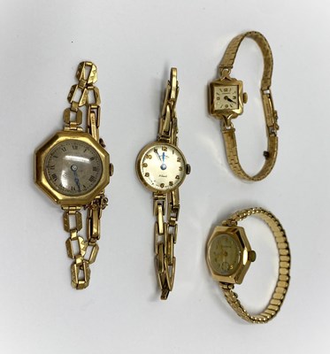 Lot 544 - FOUR GOLD LADY'S WRISTWATCHES, SWISS, MID 20TH CENTURY