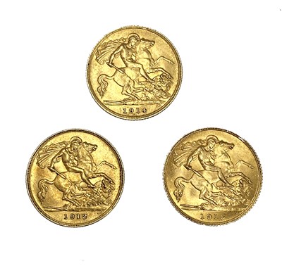 Lot 557 - THREE GOLD HALF SOVEREIGNS