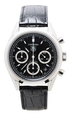 Lot 513 - TAG HEUER, CARRERA CALIBRE 17, REF.CV2113: GENTLEMAN'S STAINLESS STEEL CHRONOGRAPH WRISTWATCH, CIRCA 2000