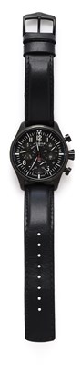 Lot 516 - ALPINA, STARTIMER PILOT CHRONOGRAPH: GENTLEMAN'S BLACK PVD COATED STEEL WRISTWATCH, CIRCA 2023