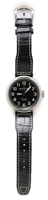 Lot 515 - DREYFUSS & CO., MECANIQUE, SERIES 1924 CALIBRE 39 LIMITED EDITION, REF.DGS00164/19: GENTLEMAN'S STAINLESS STEEL 'AVIATOR' WRISTWATCH, CIRCA 2016
