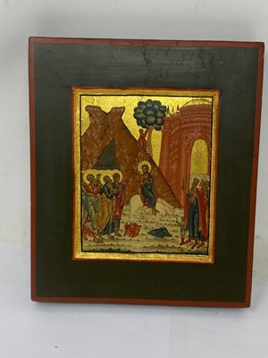 Lot 64 - AN ICON OF THE ENTRY TO JERUSALEM, RUSSIAN, 19TH CENTURY