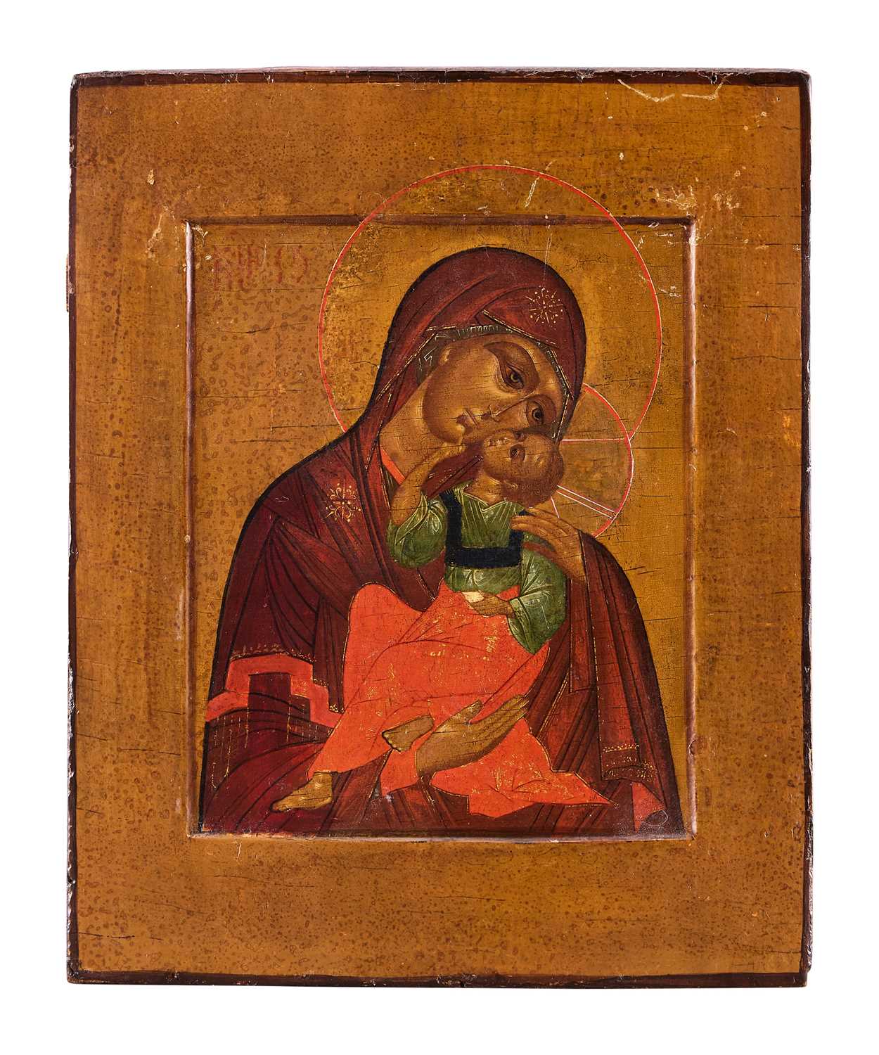 Lot 58 - AN ICON OF VIRGIN ELEOUSA, RUSSIAN, CIRCA 1800
