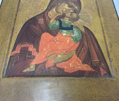 Lot 58 - AN ICON OF VIRGIN ELEOUSA, RUSSIAN, CIRCA 1800