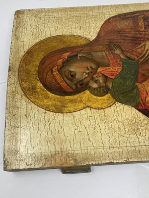 Lot 65 - AN ICON OF VIRGIN ELEOUSA, RUSSIAN, 19TH CENTURY