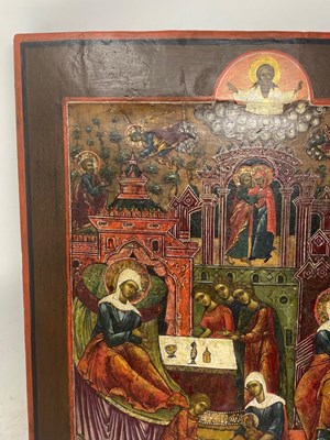 Lot 67 - AN ICON OF THE BIRTH OF MARY, RUSSIAN, 19TH CENTURY