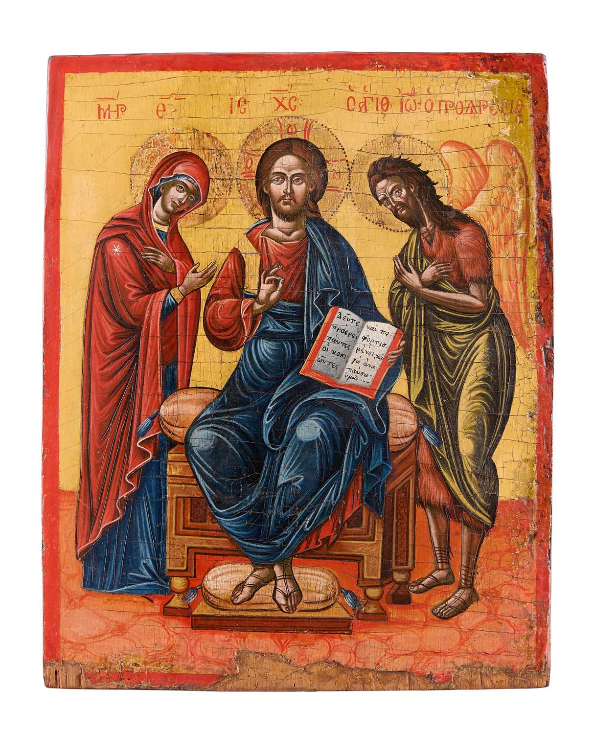 Lot 51 - AN ICON OF THE DEESIS, GREEK, CIRCA 1800