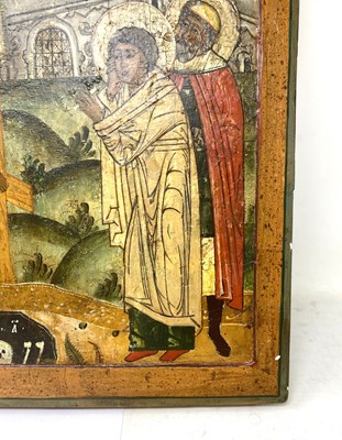Lot 40 - AN ICON OF THE CRUCIFIXION, RUSSIAN, 18TH CENTURY