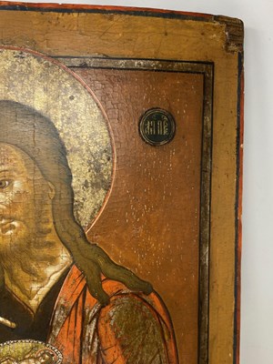 Lot 68 - AN ICON OF JOHN THE FORERUNNER, RUSSIAN, 19TH CENTURY