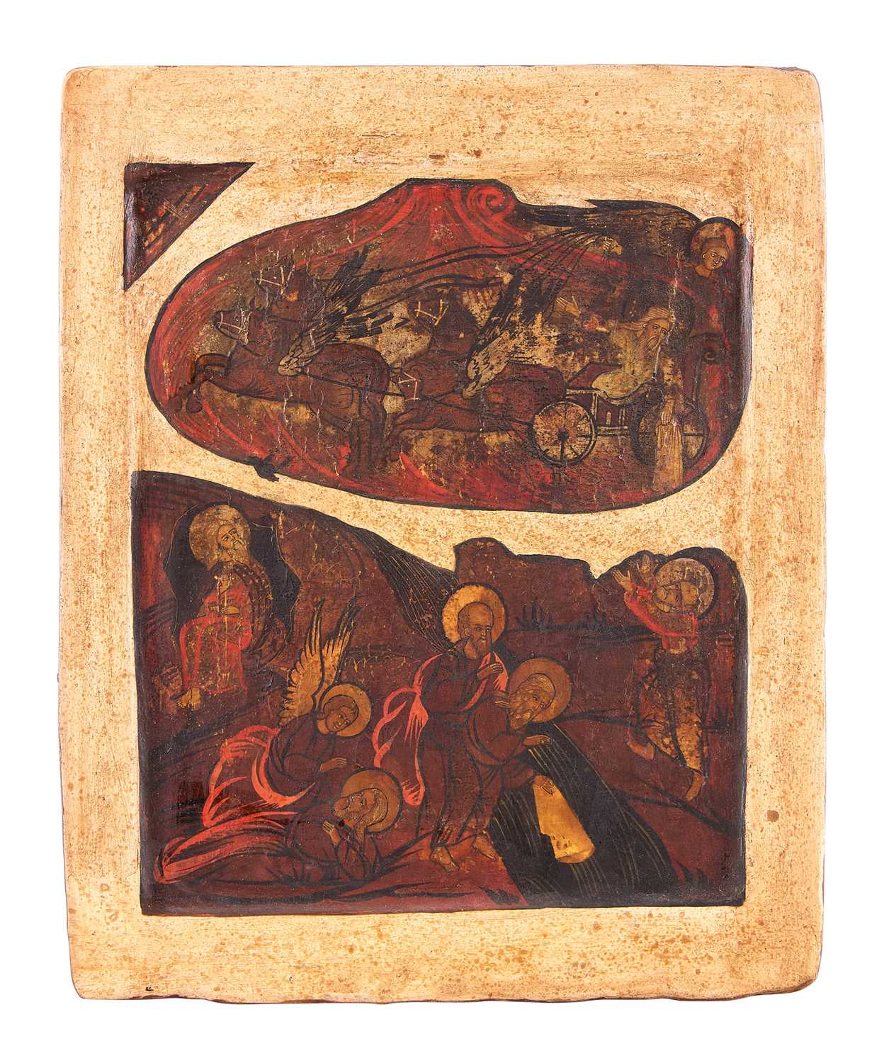 Lot 69 - AN ICON OF THE PROPHET ELIJAH AND HIS FIERY CHARIOT