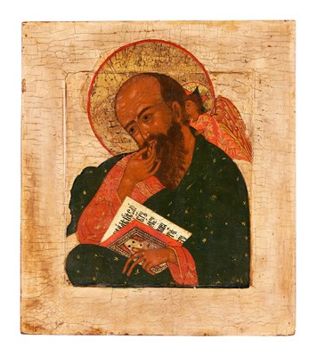 Lot 70 - AN ICON OF ST JOHN IN SILENCE, RUSSIAN, 19TH CENTURY
