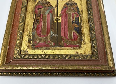 Lot 46 - AN ICON OF SAINTS CONSTANTINE AND HELENA, GREEK, CIRCA 1700