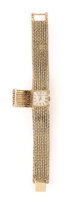 Lot 542 - JAEGER LE COULTRE: LADY'S GOLD BRACELET WATCH, 1960s
