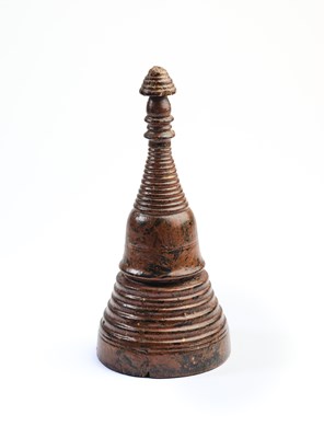 Lot 215 - A LACQUERED WOOD MODEL STUPA, THAILAND, 18TH/19TH CENTURY