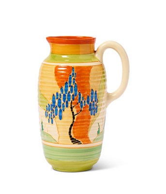 Lot 26 - A CLARICE CLIFF 'GREEK' SHAPE JUG, EARLY 1930s