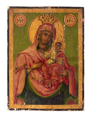 Lot 49 - AN ICON OF THE VIRGIN HODEGETRIA, GREEK, CIRCA 1800
