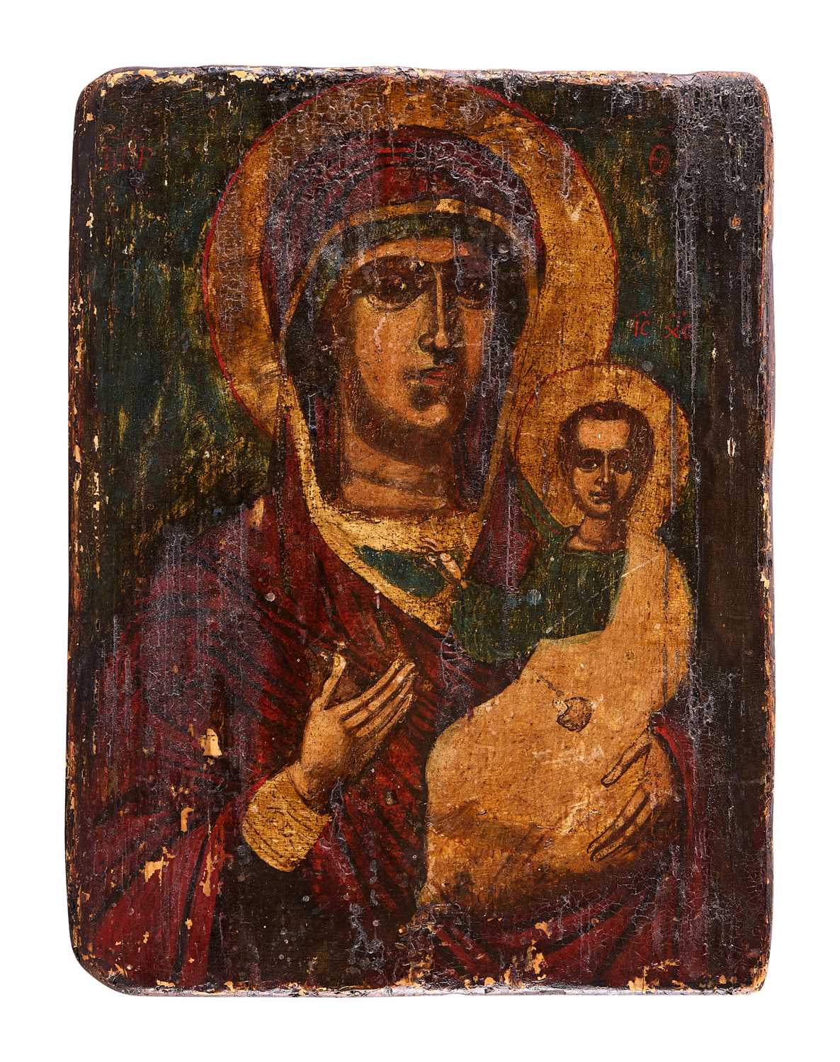 Lot 45 - AN ICON OF THE VIRGIN HODEGETRIA, GREEK, CIRCA 1700