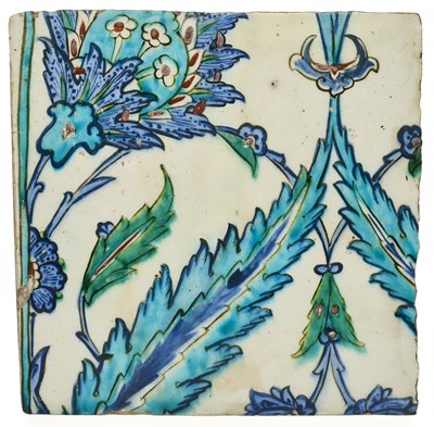 Lot 120 - AN IZNIK TILE, OTTOMAN ANATOLIA, CIRCA 1600