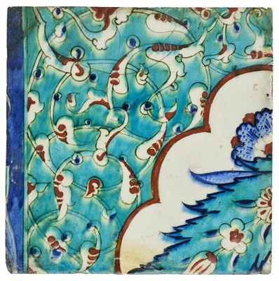 Lot 121 - AN IZNIK TILE, OTTOMAN ANATOLIA, LATE 16TH CENTURY