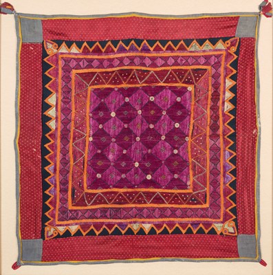 Lot 113 - A CLOTH WALL HANGING (CHAKLA), GUJARAT, WESTERN INDIA, EARLY 20TH CENTURY