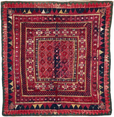 Lot 176 - A CLOTH WALL HANGING (CHAKLA), GUJARAT, WESTERN INDIA, CIRCA 1900