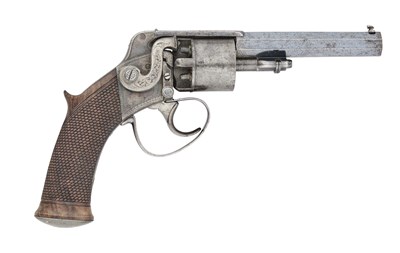 Lot 435 - A VERY RARE 80-BORE PERCUSSION WESTLEY RICHARDS PATENT SELF-COCKING SIDE-HAMMER FIVE-SHOT REVOLVER
