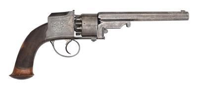 Lot 434 - A VERY RARE 54 BORE PERCUSSION PENNELL PATENT ‘HAMMERLESS’ SELF-COCKING SIX-SHOT BELT REVOLVER