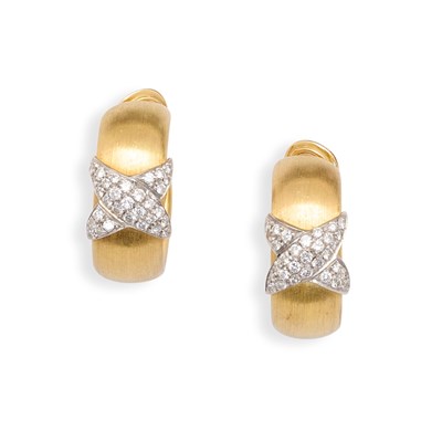 Lot 737 - PAIR OF GOLD AND DIAMOND EARRINGS